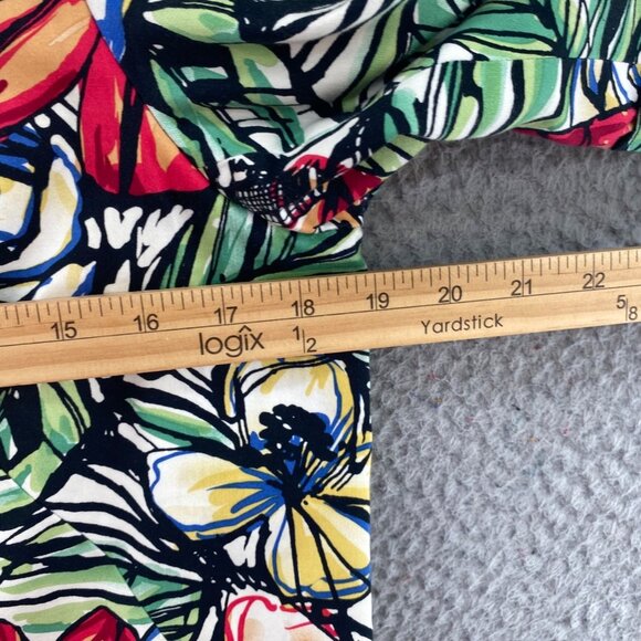 Coldwater Creek Jacket Womens 10 Green Multi Floral Pockets Ruched 3/4 Sleeves - Picture 8 of 10